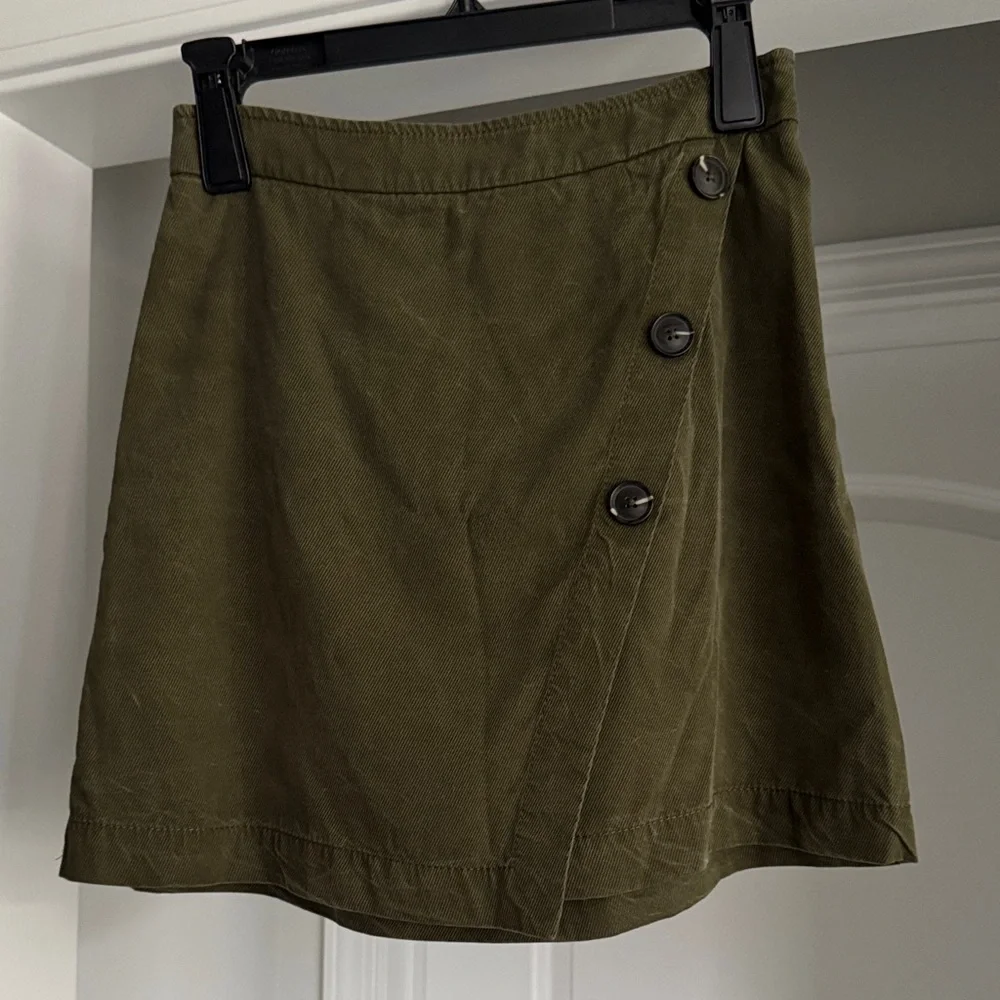 Corduroy Olive Button-Detail Women's Skirt - Picture 1 of 10